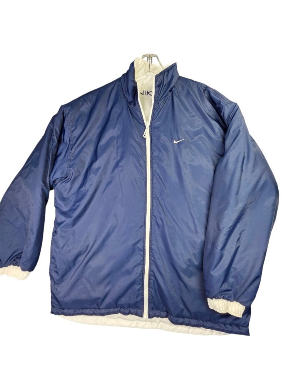 Vintage 90s Nike Reversible Jacket Mens XL Blue White Swoosh Windbreaker